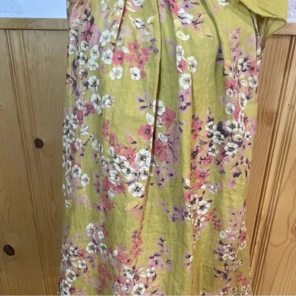 Bellambria Yellow Floral Linen Dress Sz-XS - Picture 3 of 9